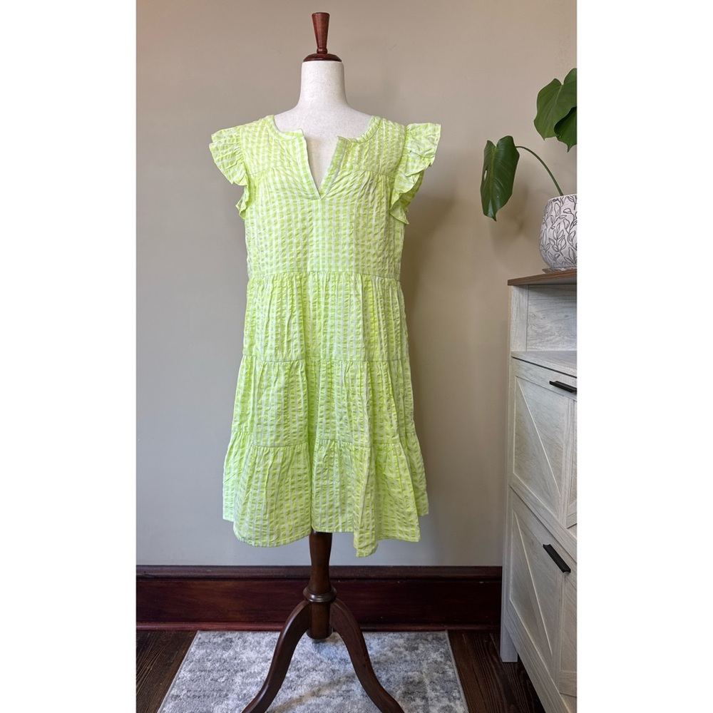 Roller Rabbit Remi Gingham Pippa Dress Size XL Lime Green